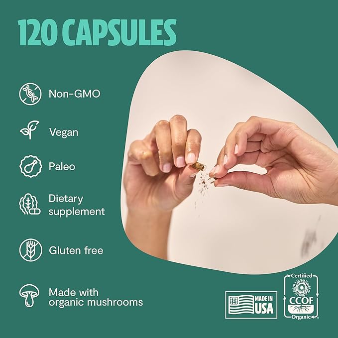 FreshCap Ultimate Mushroom Supplement 12,000mg - Mushroom Complex Capsules, Organic Mushrooms Supplement, Nootropic Brain Supplements for Memory and Focus Ayurveda (120 Capsules)