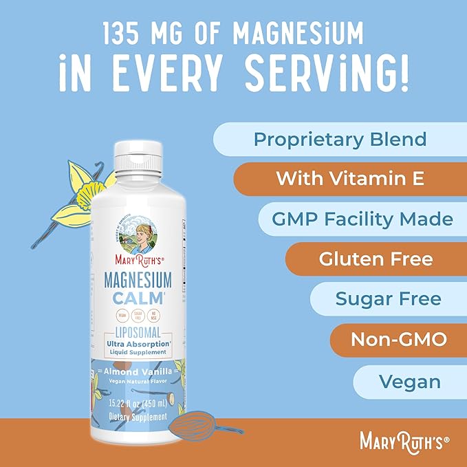 MaryRuth Organics Magnesium Liposomal| Magnesium Supplement | Magnesium Bisglycinate | Muscle & Bone Support | Mood Support Vitamin | Vegan | Non-GMO | Gluten Free | 15.22 Fl Oz | 30 Servings