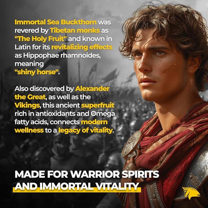 Immortal Sea Buckthorn Capsules – Ancient Power, Modern Vitality for Men and Women with Omega 3, 6, 7, 9, and Antioxidants for Radiant Skin, Energy & Immune Support.