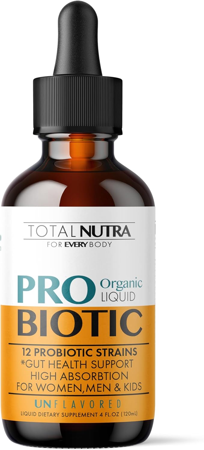 Liquid Probiotic for Women, Men, Kids, Toddler Probiotic: USDA Organic Vegan Probiotic Liquid & Alfalfa Blend + Acidophilus for Gut Health, Dairy Gluten Sugar Free, Non-GMO Oral Probiotics (2 Pack)