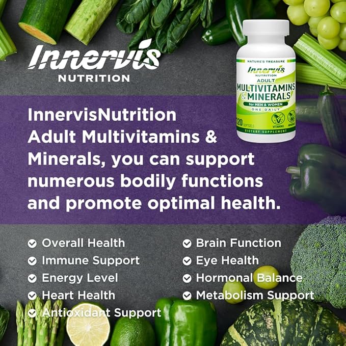 Adult Multivitamins & Minerals for Men and Women Immune Support Antioxidant Overall Health 120 Softgels Supplement