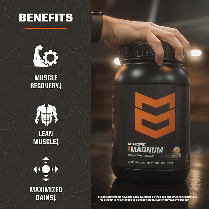 MTN OPS Magnum Mocha Protein Powder, 23g of Whey Isolate Protein & Milk Protein with BCAAs, Zero Sugar & Gluten Free, Mocha, 30-Serving Tub