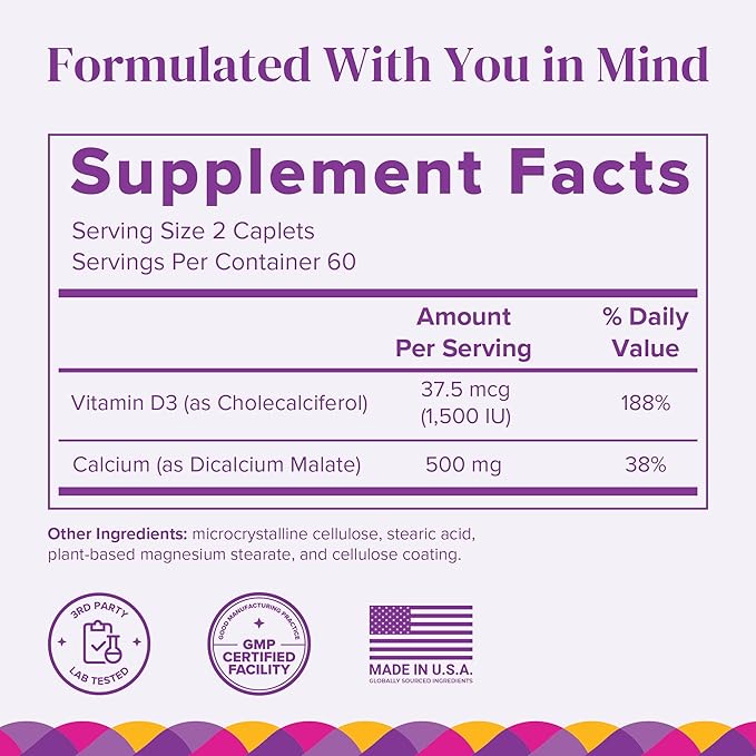 Barimelts Quick-Glide™ Calcium - 120 Smooth-Coated Caplets (1-Month Supply) - Bariatric Calcium Supplements for Women Support Bone Health After Bariatric Surgery