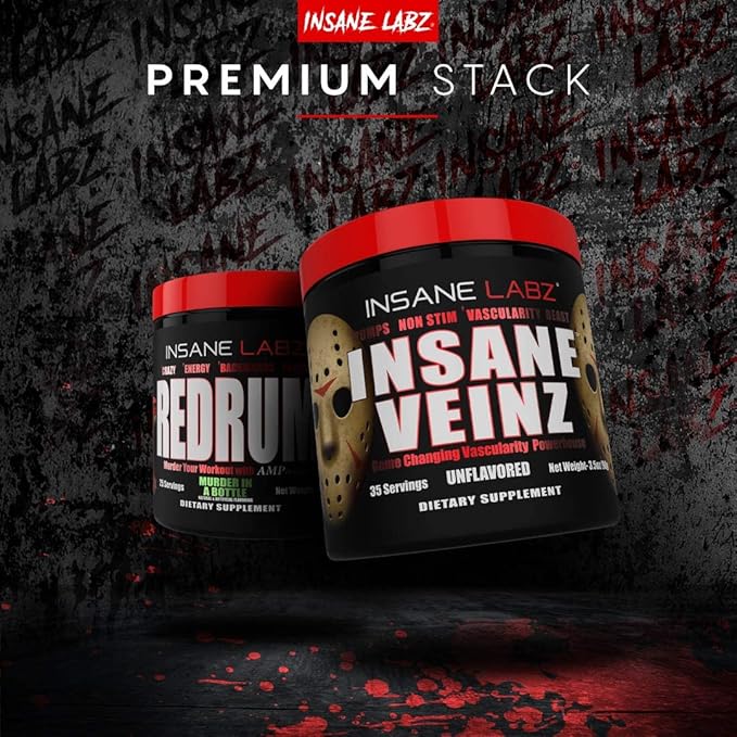 Insane Labz Insane Veinz Non Stimulant NO Enhancing Powder, Nitric Oxide Booster, Loaded with Agmatine Sulfate and Betaine Anhydrous, Increase Vascularity, 35 Srvgs, Fruit Punch