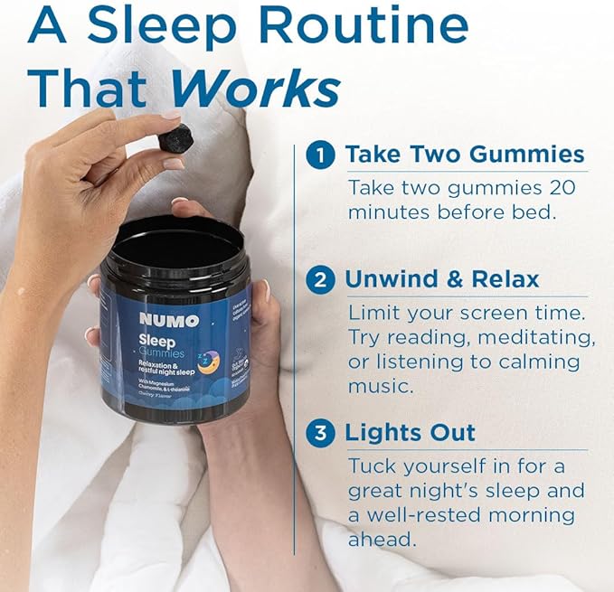 Numo Melatonin Free Sleep Gummies - Natural Sleep Aid with Magnesium, L-Theanine, Apigenin (Chamomile Extract), Taurine, VIT B6, Kombucha Culture - Non-Melatonin, Organic Ingredients - 60 Count