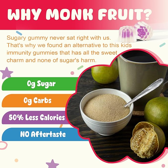 Kids Multivitamin + Immune Support Gummies, Vitamin C D3 & Zinc, Omega-3, Vitamin A, E, Elderberry, Kids Vitamin Gummies for Healthy Development, Immunity, Bone Growth & Eye Health, Sugar Free, 60 Cts