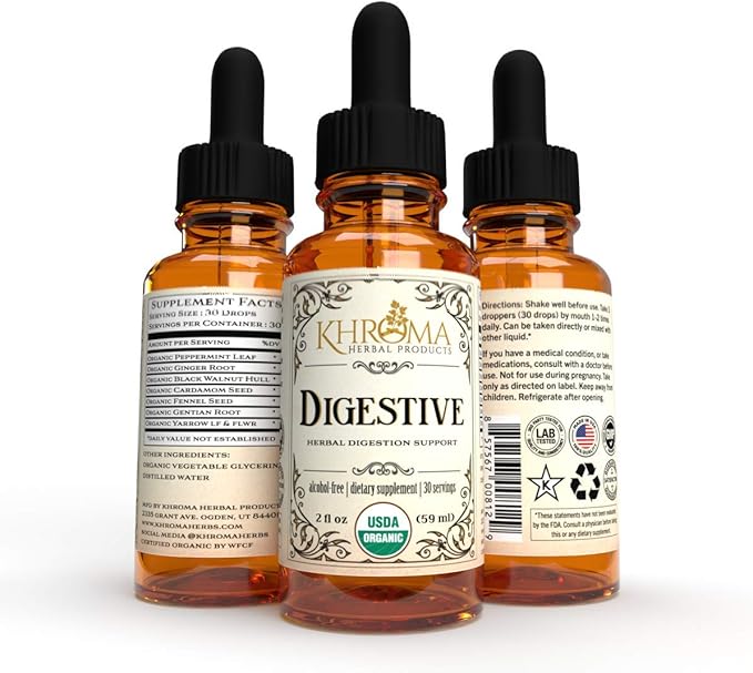 Khroma Organic Digestive Blend - 2 oz Liquid Dietary Supplement - 30 Servings in a Glass Bottle