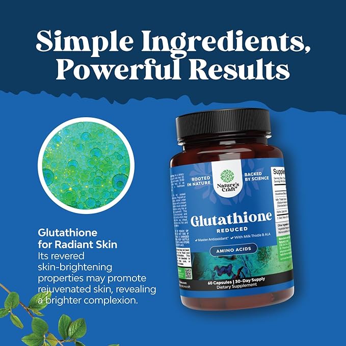 Skin Brightening Glutathione Supplement with Milk Thistle 1000mg - Glutathione Skin Whitening Capsules with Alpha Lipoic Acid for Liver Care, Energy Support & Immune Help - for Men & Women - 60 Count