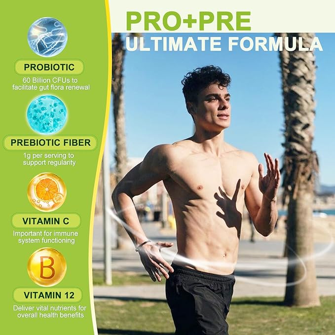 Probiotics for Women Digestive Health with Prebiotic Fiber - Fiber Supplement with 60 Billion Probiotic for Regularity & Gut Cleanse - Supports Occasional Constipation - 114 Veggie Capsules