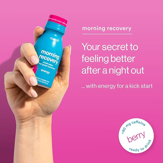 Morning Recovery, Electrolyte with Energy, Milk Thistle Drink Proprietary Formulation to Hydrate While Drinking for Morning Recovery, Highly Soluble Liquid DHM, Berry, Pack of 6