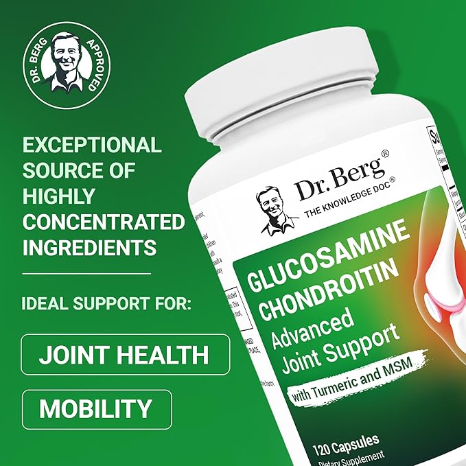 Dr. Berg Glucosamine Chondroitin MSM Turmeric & Boswellia - Advanced Joint Support Supplement with 1500 mg Glucosamine Sulfate - Includes 120 Capsules