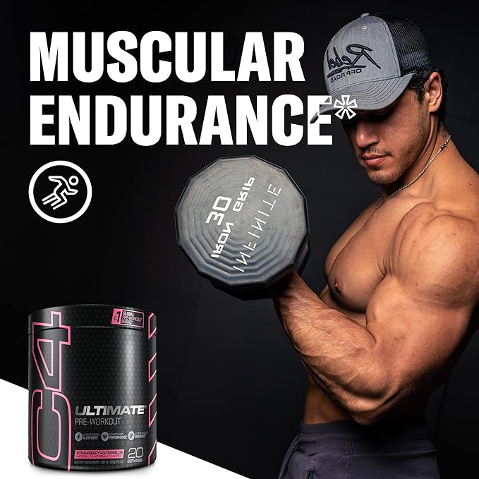 Cellucor C4 Ultimate Pre Workout Powder Watermelon - Sugar Free Preworkout Energy Supplement for Men & Women - 300mg Caffeine + 3.2g Beta Alanine + 2 Patented Creatines - 20 Servings