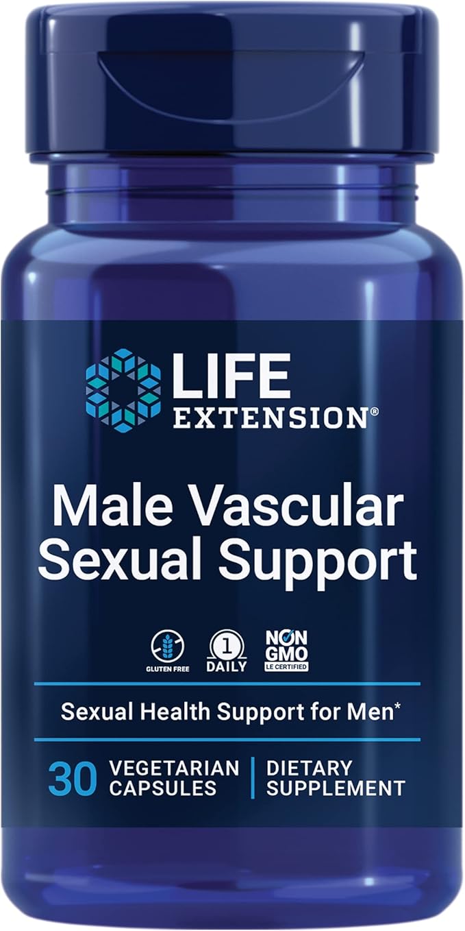 Life Extension Male Vascular Sexual Health Support -Hormone-Free Black Ginger Extract Supplement for Men – One Daily, Gluten-Free, Vegetarian, Non-GMO - 30 Capsules