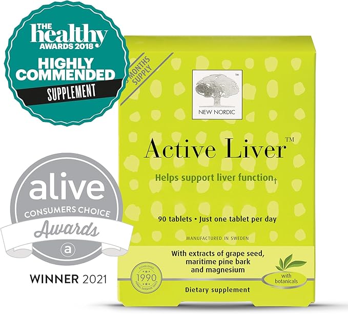NEW NORDIC Active Liver 90-Day Supply, Daily Liver Supplement, Milk Thistle, Artichoke & Turmeric, 90 Tablets