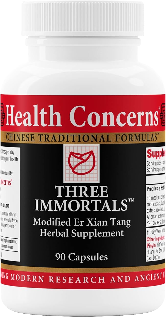 Health Concerns Three Immortals - Menopause Support Supplement - Powerful Relief for Hot Flashes, Hormone Imbalance & Night Sweats - Dong Quai, Epimedium, Morinda, Rehmannia & Lycium - 60 Capsules