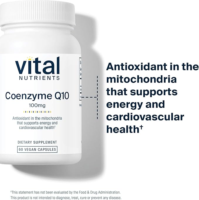 Vital Nutrients CoQ10 100mg | Vegan Supplement | CoEnzyme Q10 from Ubiquinone | Potent Antioxidant to Support Heart Health and Energy Levels* | Gluten, Dairy and Soy Free | Non-GMO | 60 Capsules