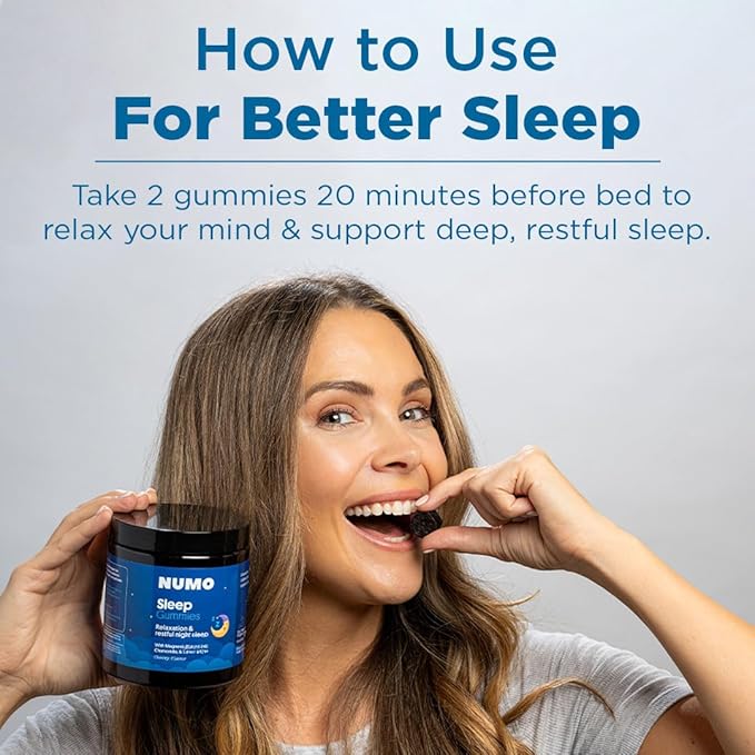 Numo Melatonin Free Sleep Gummies - Natural Sleep Aid with Magnesium, L-Theanine, Apigenin (Chamomile Extract), Taurine, VIT B6, Kombucha Culture - Non-Melatonin, Organic Ingredients - 60 Count