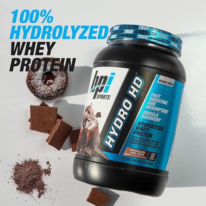 BPI Sports Hydro HD - 100% Hydrolyzed Whey Protein Powder - Muscle Growth, Recovery, 25g of Protein, Low Carb, Low Sugar, Fast Absorbing (23 Servings, Chocolate Lava Cake)