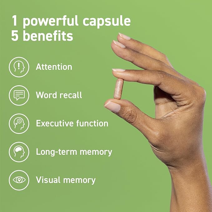 CocoaVia Memory & Focus Brain Supplement, 30 Day, Cocoa Flavanol Blend, Lutein, Added Caffeine for Boost. Improve Cognitive Function, Attention, Vegan & Plant Based, 30 Capsules