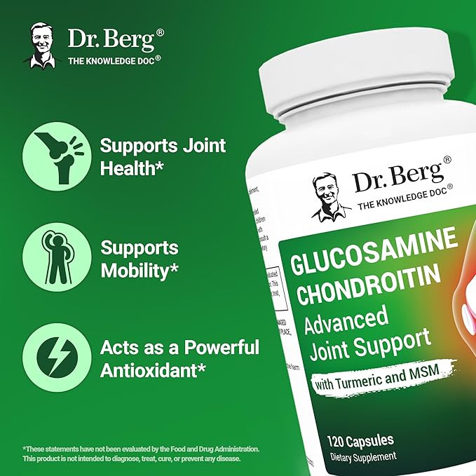 Dr. Berg Glucosamine Chondroitin MSM Turmeric & Boswellia - Advanced Joint Support Supplement with 1500 mg Glucosamine Sulfate - Includes 120 Capsules