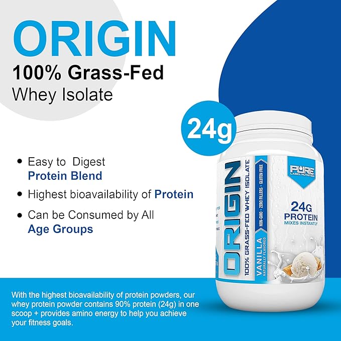 100% Grass Fed Vanilla Protein Isolate- Keto, Low Carbs-2lbs
