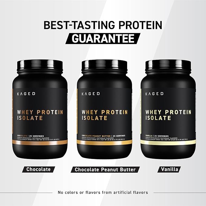 Kaged Whey Protein Isolate Powder, Vanilla, 100% Pure Low Lactose Whey, Post Workout Recovery Drink, Supports Muscle-Building, 25g per Serving, Amazing Taste and Easy Mix for Shakes, 25 Serving