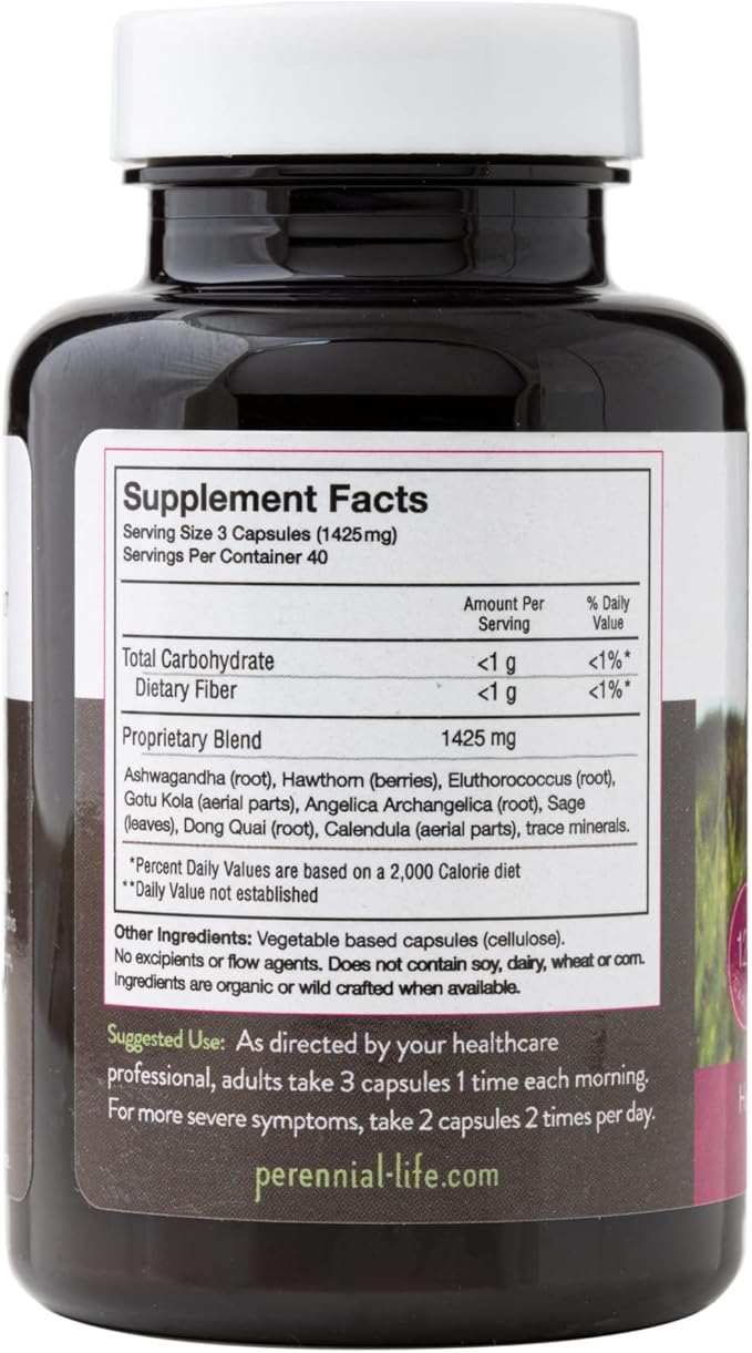 Perennial Life Moon Phases Menopause Relief Formula - Natural Hormonal Support Supplements 120 Capsules - Made of Herbs