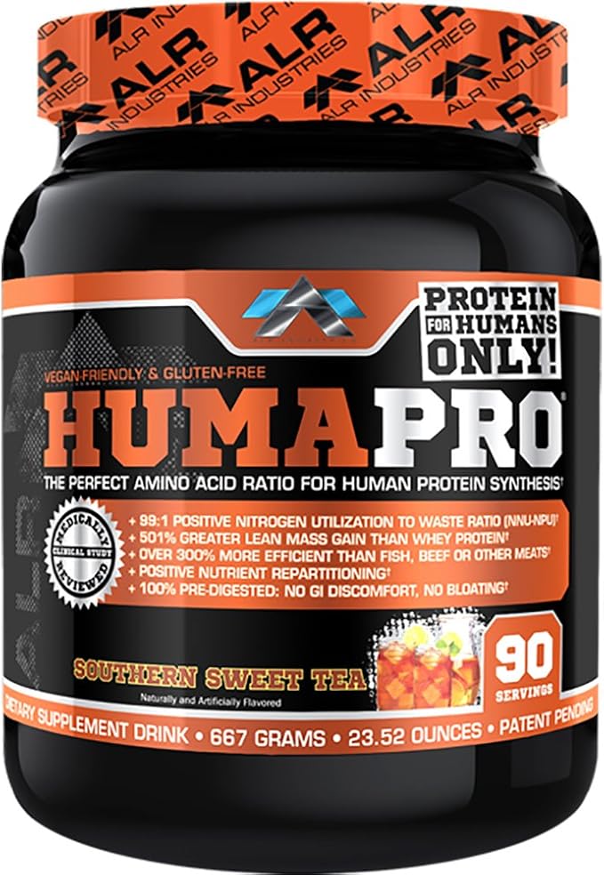 Humapro | Amino Acids Protein Matrix for Humans | 99% Utilization for Lean Muscle | Vegan, Gluten Free | 667g / 90 Servings (Southern Sweet Tea)