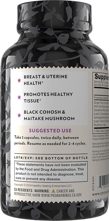 Crystal Star Fibro Defense, 60 Capsules, Black Cohosh, Breast & Uterine Health Between Periods, Gluten Free, Non-GMO