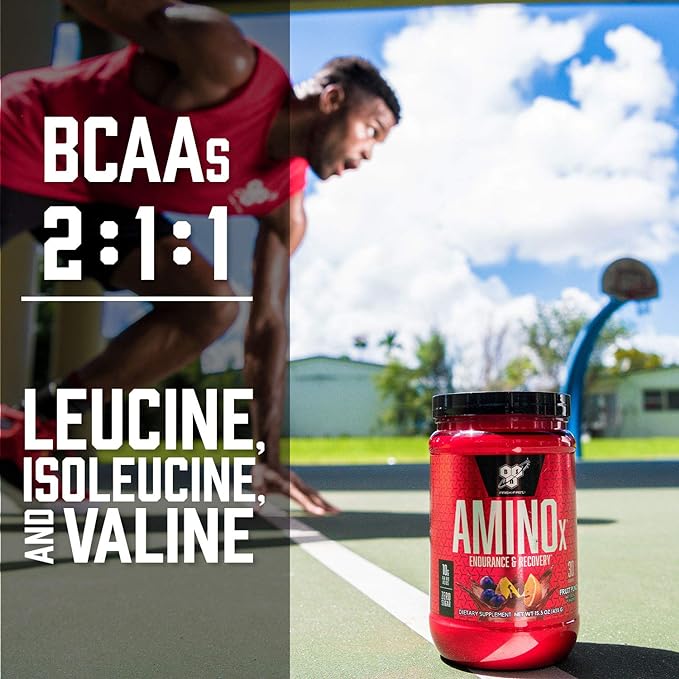 BSN Amino X Muscle Recovery & Endurance Powder with BCAAs, Intra Workout Support, 10 Grams of Amino Acids, Keto Friendly, Caffeine Free, Flavor: Blue Raz, 70 Servings (Packaging May Vary)