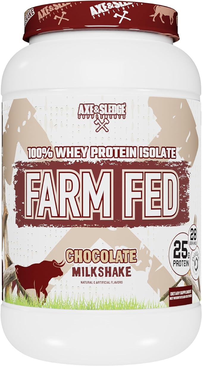 Axe & Sledge Supplements Farm Fed 100% Whey Protein Isolate, Digestive Enzymes (Chocolate Milkshake V2)