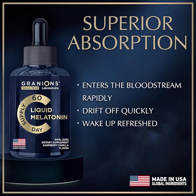 Liquid Melatonin 3mg - Liquid Sleep Aid for Adults & Kids 6 Years and Up - Sublingual Melatonin Drops for Quick Sleep and Refreshing Rest for Longer - 60ml 60 Days Raspberry Vanilla Flavor Melatonina