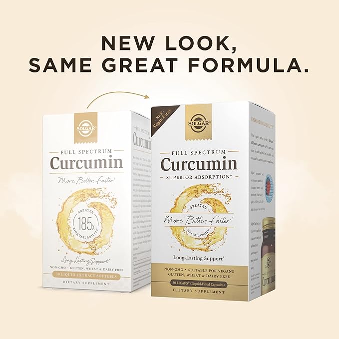 Solgar Full Spectrum Curcumin Liquid Extract Softgels - 30 Count - Faster Absorption - Brain, Joint & Immune Health - Non-GMO, Gluten-Free, Dairy-Free, Soy-Free - 30 Servings