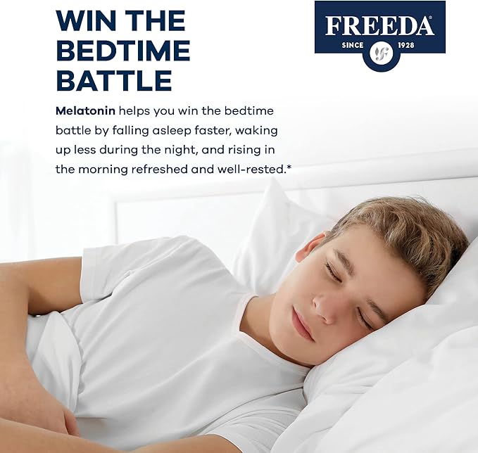 FREEDA Melatonin 1mg Sugar-Free Chewables – Gentle Sleep Aid for Adults & Kids – Vegan, Kosher, Gluten-Free, Non-GMO, Travel-Friendly – 90 Tablets