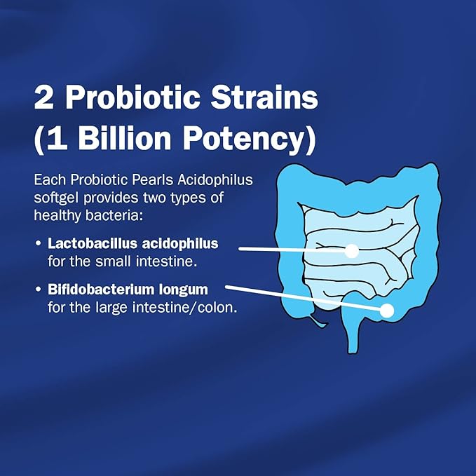 Nature's Way Acidophilus Probiotic Pearls, Supports Digestive Balance and Gut Health*, Protects Against Occasional Constipation and Bloating*, 1 Billion Live Cultures, 30 Softgels (Packaging May Vary)
