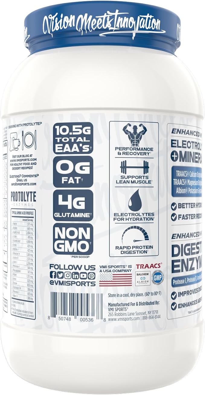 VMI Sports | ProtoLyte Whey Isolate Protein Powder | Low Calorie Whey Protein Powder for Weight Loss | Protein Powder for Muscle Gain | Digestive Enzymes | Non-GMO (Vanilla Cake Batter, 1.6 Pounds)