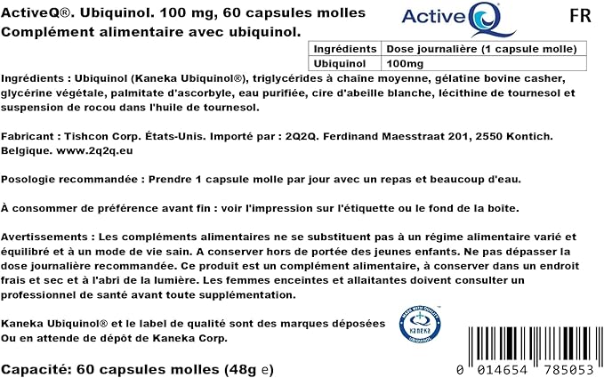 100mg ActiveQ® (60 Softgels) uses Kaneka QH Ubiquinol the “active” antioxidant form of Coenzyme Q10