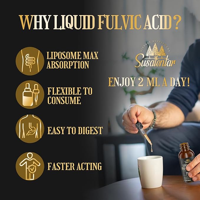 Trace Minerals Electrolytes Drops 2000 MG | Liquid Liposomal Fulvic Humic Acid Supplement | 72+ Trace Minerals | Hydration | Detoxification | Energy | pH Balance | Digestion | Immunity | 2 Oz