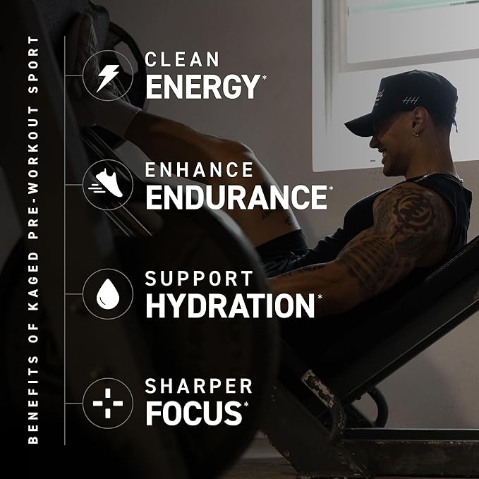 Kaged Pre-Kaged Sport Pre Workout Powder | Fruit Punch | Energy Supplement for Endurance | Cardio, Weightlifting Sports Drink | 20 Servings