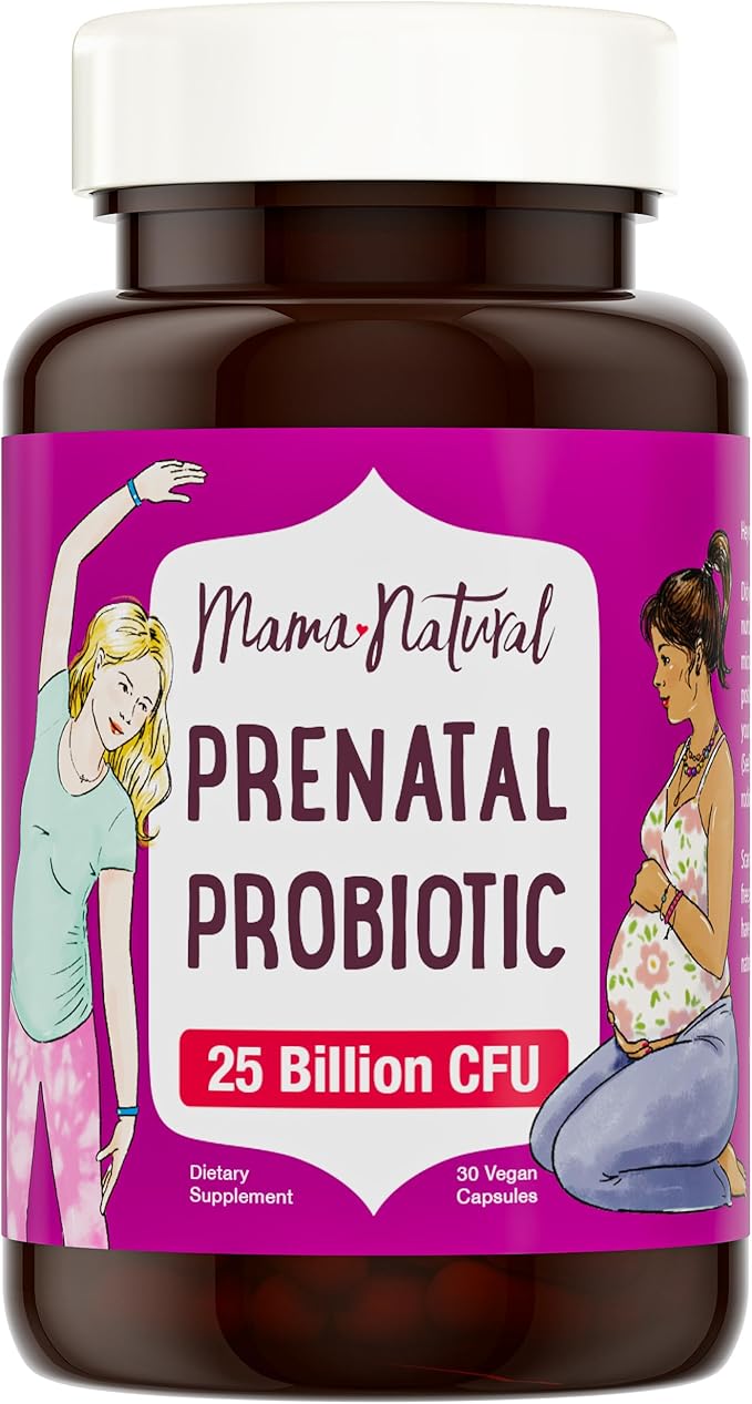 Mama Natural Prenatal Probiotics for Women – Gut & Immune Support for Pregnancy, Breastfeeding & Postpartum* | 25 Billion CFU, 12 Strain Probiotic & Prebiotic Blend to Support Mom and Baby