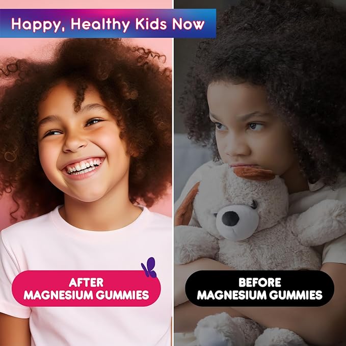 Kids Magnesium Gummies, Magnesium Glycinate, L-Threonate Gummies for Kids & Adults with L-Theanine, Chamomile, Licorice, Vitamin D, B6 for Sleep, Relaxation, Brain & Muscle, Sugar Free Raspberry 60ct