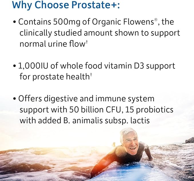 Garden of Life Dr. Formulated Probiotics Prostate+ - Digestive & Urinary Health Support - Prostate Health Supplement with Bifidobacterium Longum & Lactobacillus Acidophilus - 60 Vegetarian Capsules