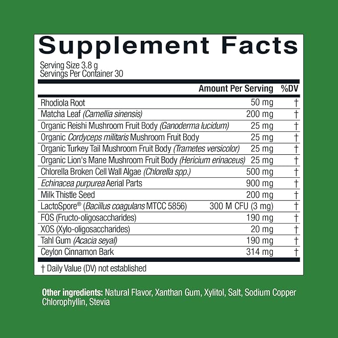 Live Conscious Beyond Greens Superfood Powder - Delicious Debloating Super Greens Powder - Matcha Greens Blend w/Chlorella, Echinacea, Probiotics for Immune Support & Energy