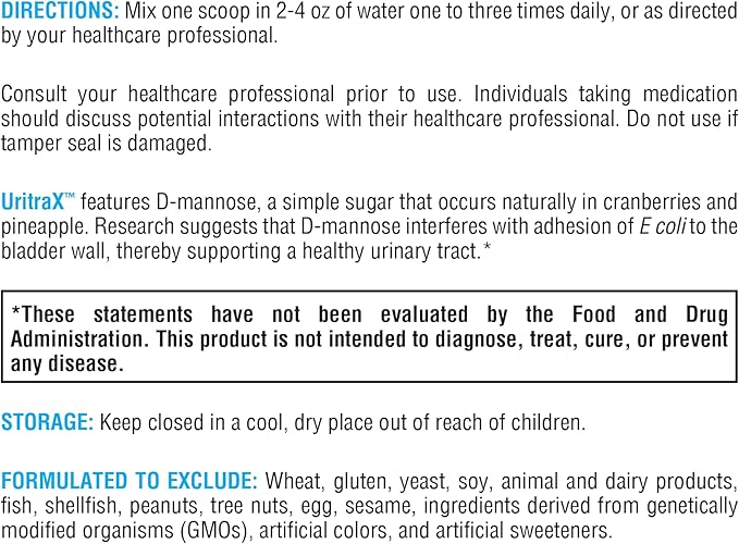 XYMOGEN UritraX - D Mannose Supplement for Urinary Tract and Bladder Health - D Mannose Powder - Health Supplements - Vegan, Gluten Free + Non GMO (1.66 oz)