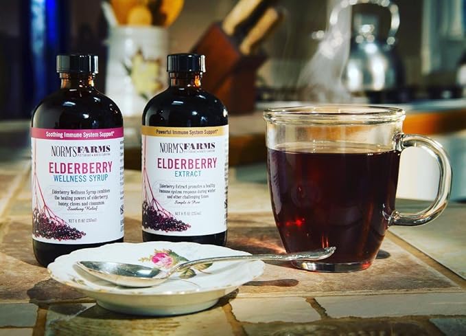 Norm's Farms Black Elderberry Wellness Syrup and Black Elderberry Extract - Natural Immune Support - 2 8 Oz. Containers