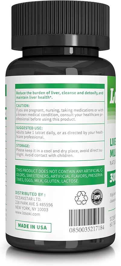 Liver Support Supplement with Milk Thistle Silymarin, Artichoke Extract, and Turmeric - Enhance Liver Function and Promote Digestive Wellness – 60 Tablets