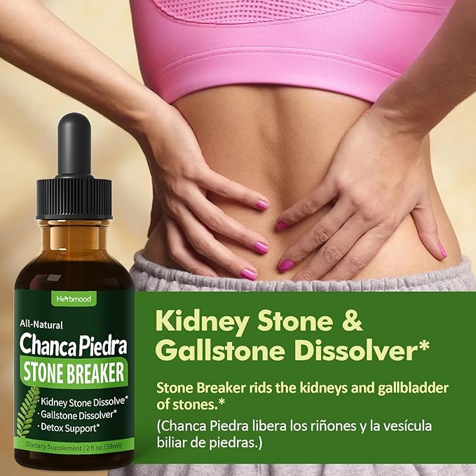 Stone Breaker Liquid Drops, Natural Herbal Extract for Kidney Stone Dissolve & Gallstone Dissolver, Detox Support. 2oz-Apple