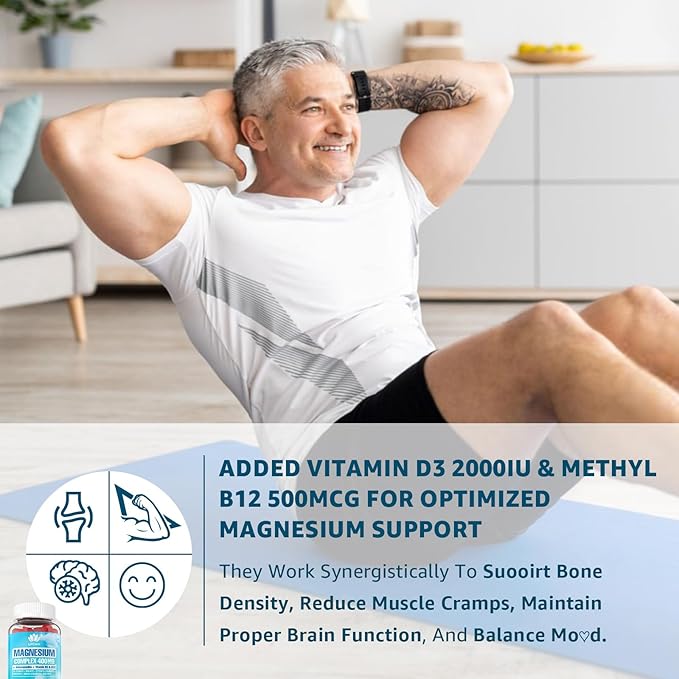 Sugar Free Magnesium Complex for Women, Calm Magnesium Gummies for Adults 400mg, Magnesium Glycinate, Citrate, Malate & More- Magnesium Gummy with Magnesium Ashwagandha, D3, B12 for Relax, Calm, Vegan