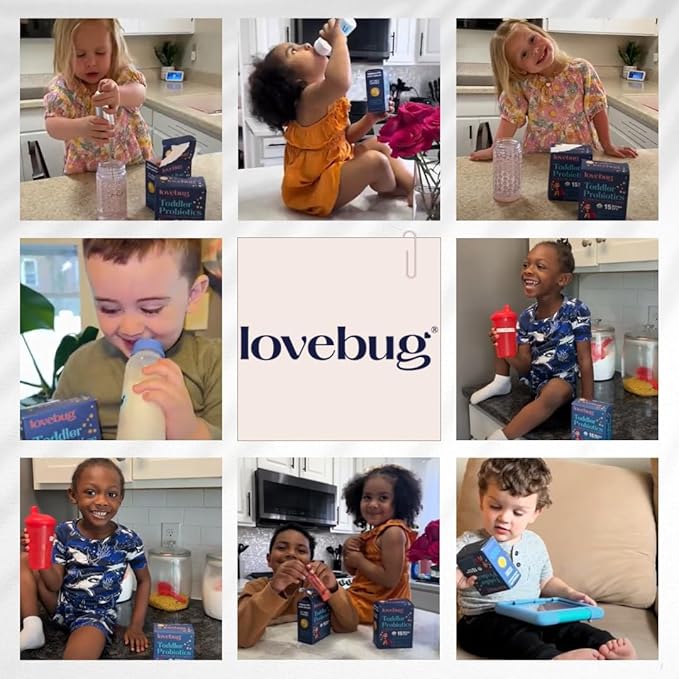 LOVEBUG Award Winning Probiotics | Constipation & Stomach Discomfort | Softer Bowel Movements | Easy-to-Take Powder | Ages 12 Months to 4 Years | 30 Packets