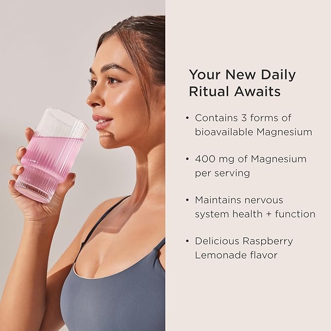 JSHealth Vitamins Advanced Magnesium+ Powder with Magnesium Glycinate & Citrate - Magnesium Supplement with 3 Forms of Bioavailable Magnesium, 400 mg/Serving